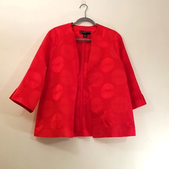 Peck&Peck, red patterned open face jacket - Picture 1 of 3